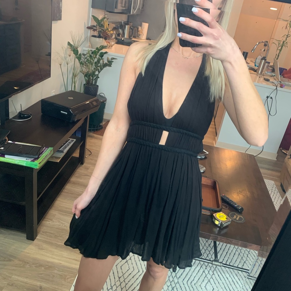 Black v neck mini dress